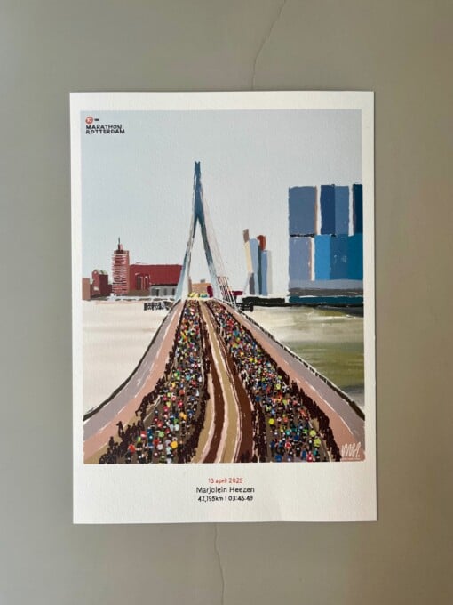 Rotterdam Marathon art print - personaliseerbaar stijl 'polaroid'
