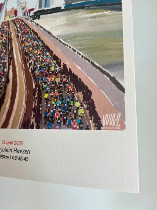 Rotterdam Marathon art print - personaliseerbaar stijl 'polaroid'