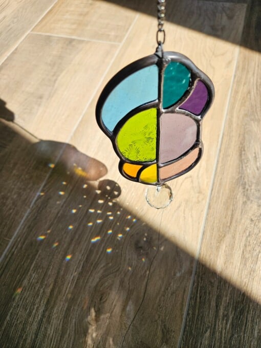 A-symmetrische glas in lood zonnevanger bright regenboog met kristal
