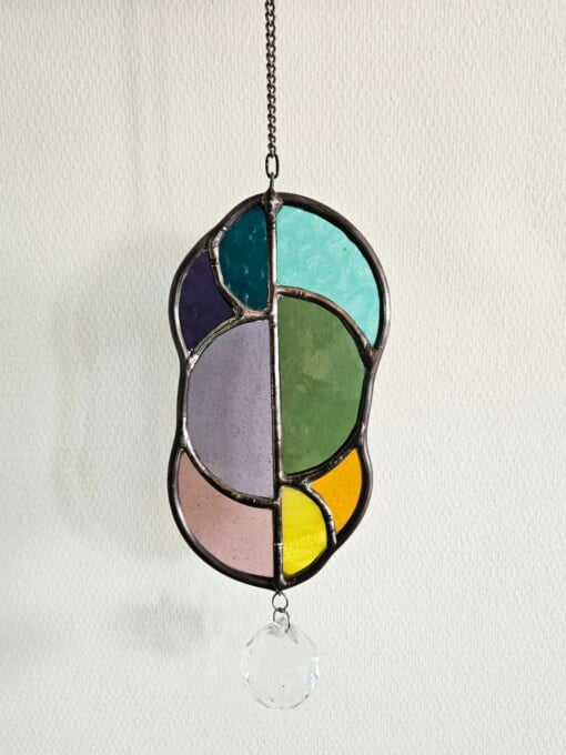 A-symmetrische glas in lood zonnevanger regenboog met kristal