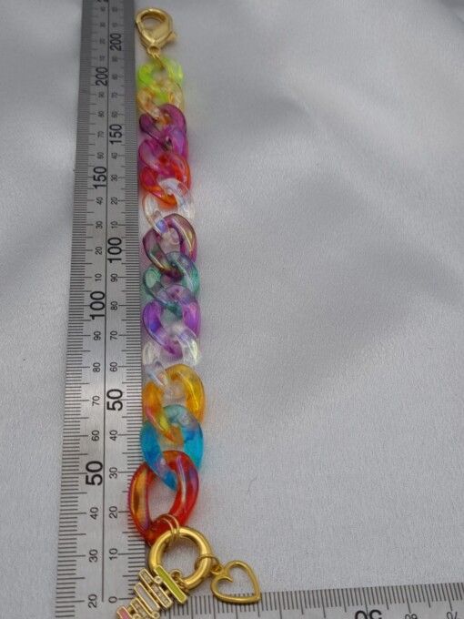 Acryl schakelarmband met vergulde onderdelen - multicolor