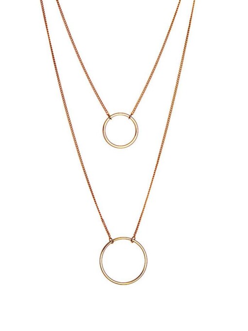 Gold Plated Double Necklace Double Circle