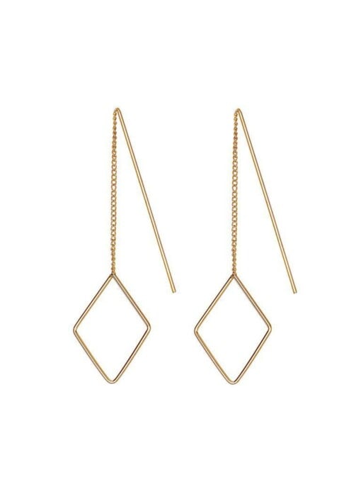 Gold Plated Hanging Earring With Small Rhombus