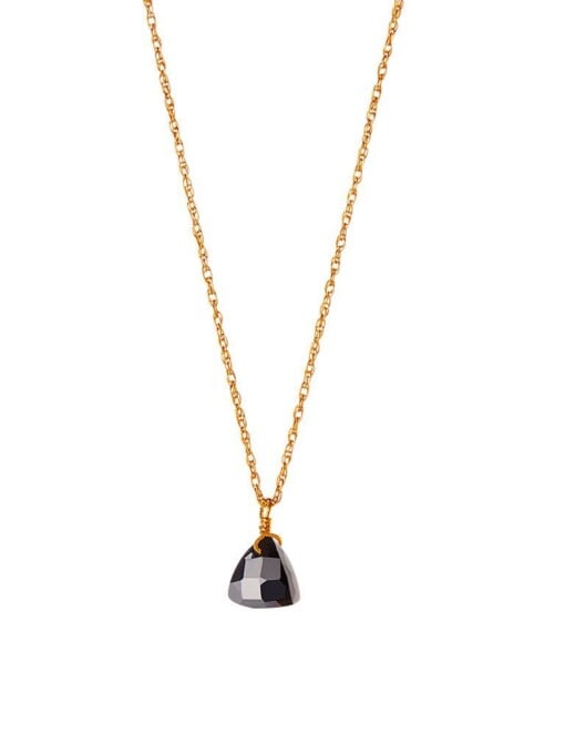 Gold Plated Necklace Black Onyx Stone