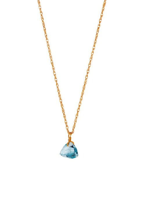 Gold Plated Necklace Blue Topaz Stone