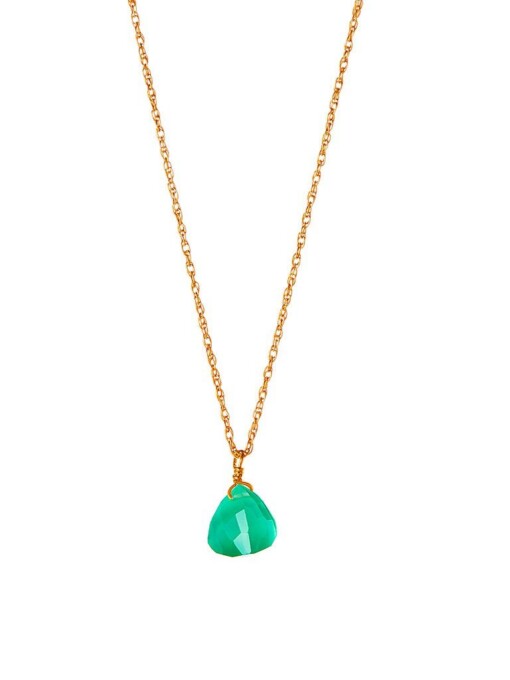 Gold Plated Necklace Green Onyx Stone
