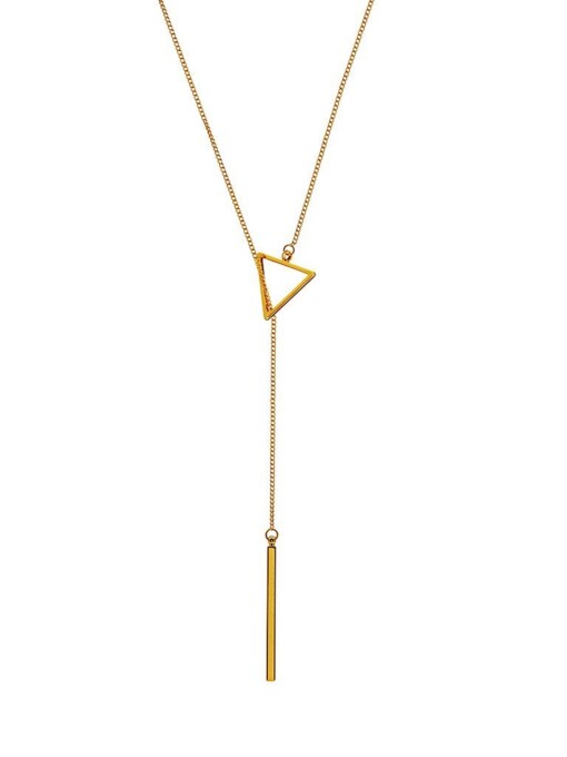 Gold Plated Necklace Triangle and Rod