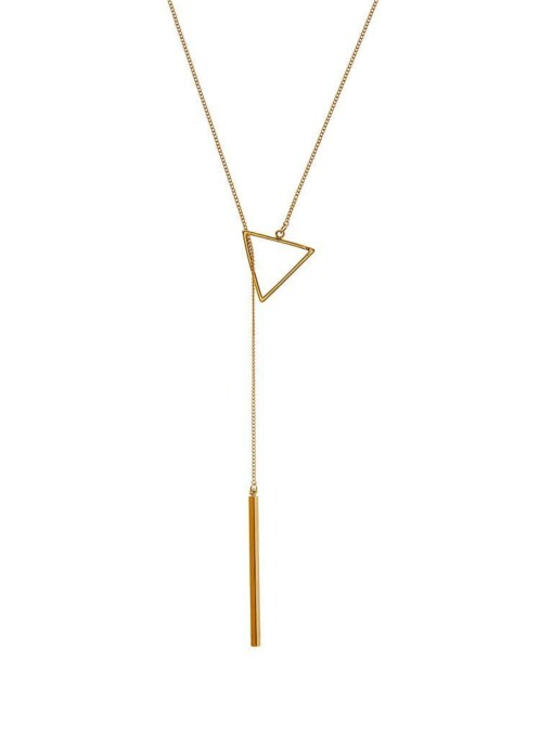 Gold Plated Necklace Triangle and Rod 72cm