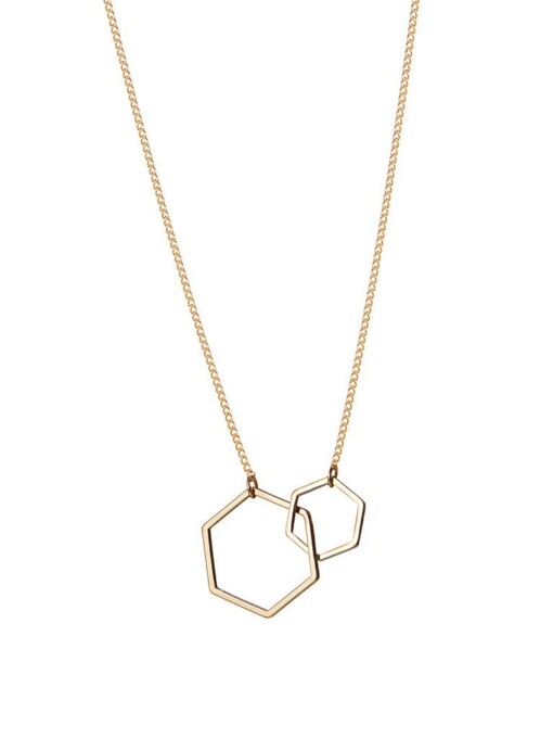 Gold Plated Necklace With Double Hexagon