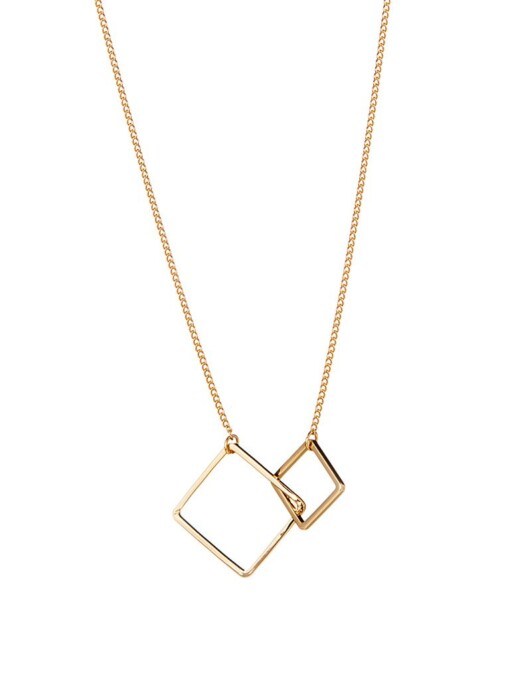 Gold Plated Necklace With Double Square