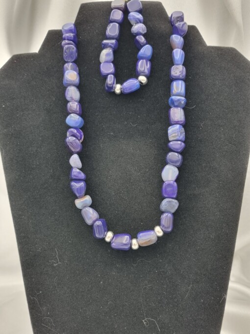 Handgemaakte sieraden set natuursteen - blauw