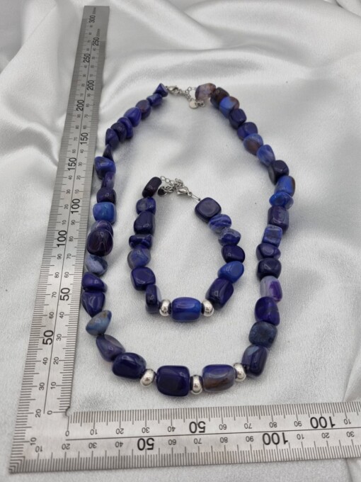 Handgemaakte sieraden set natuursteen - blauw