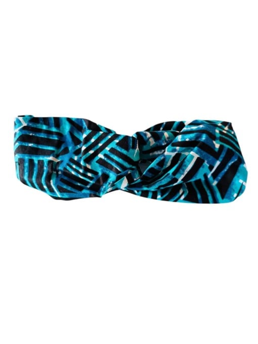 Ikara haarband blauw design van afrikaanse katoenen stof