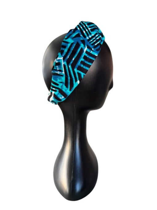 Ikara haarband blauw design van afrikaanse katoenen stof