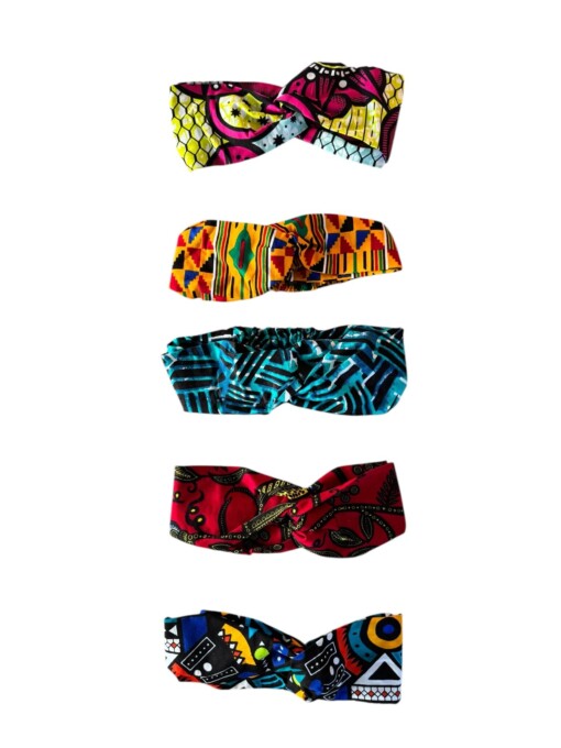 Ikara haarband met multi design van Afrikaanse authentieke katoenen stof