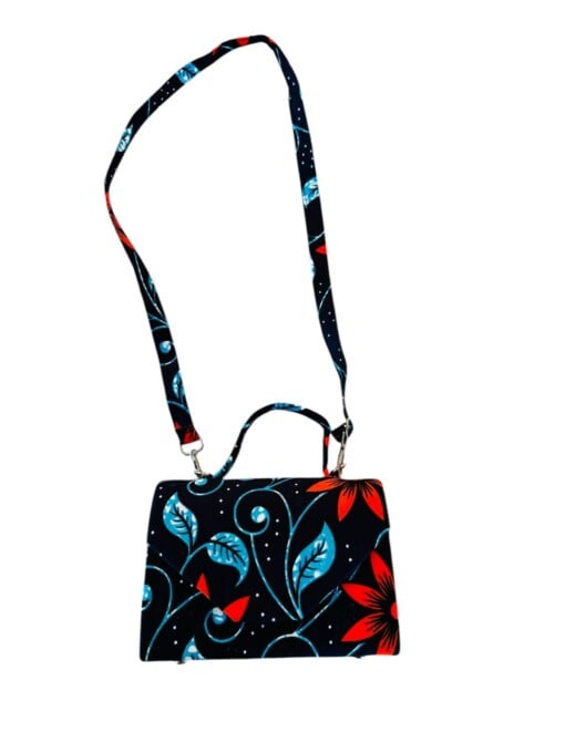 Mino handgemaakte tas blauw met bloem design