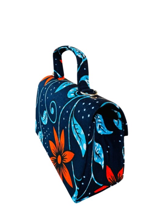 Mino handgemaakte tas blauw met bloem design