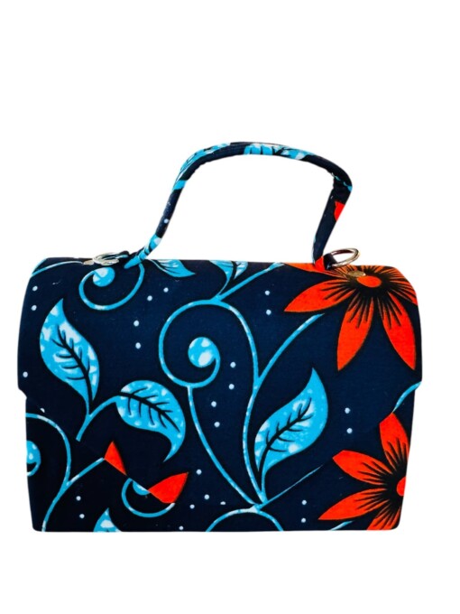 Mino handgemaakte tas blauw met bloem design