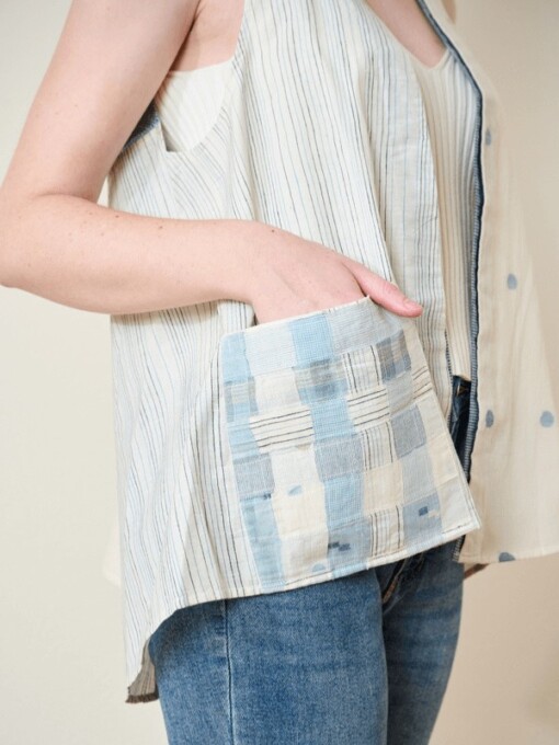 Natuurlijk Kimono Overlay Jamdani
