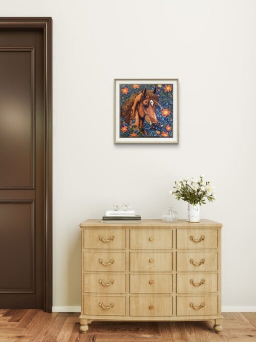 Paard - handgedrukte linosnede print