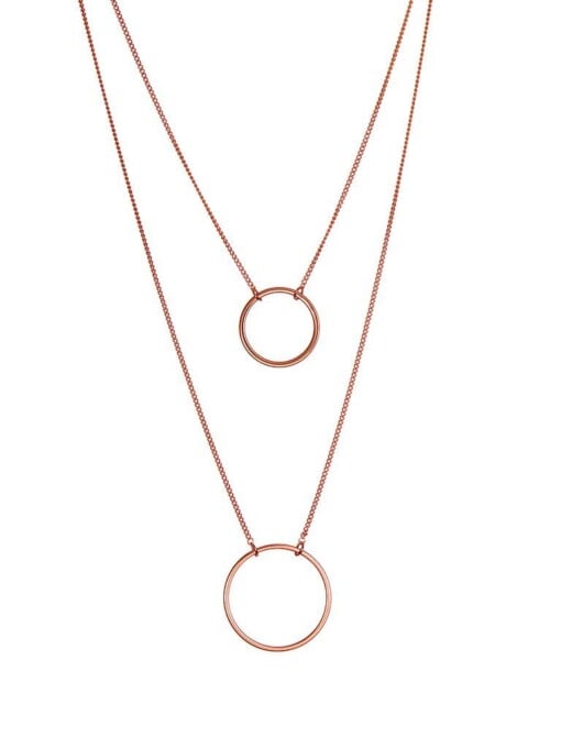 Rosé Gold Plated Double Necklace Double Circle