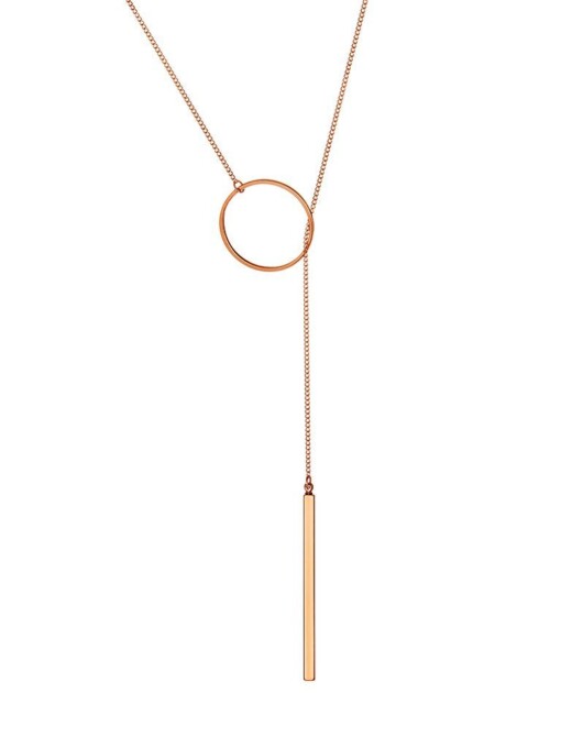 Rosé Gold Plated Necklace Circle and Rod