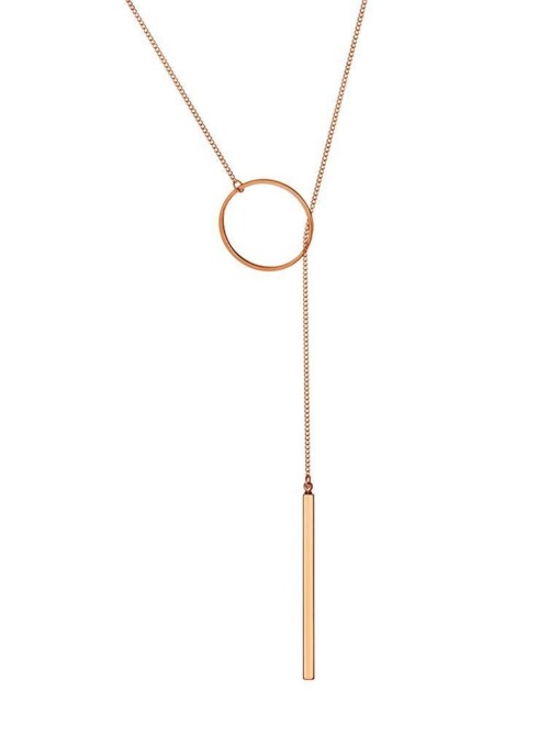 Rosé Gold Plated Necklace Circle and Rod 72cm