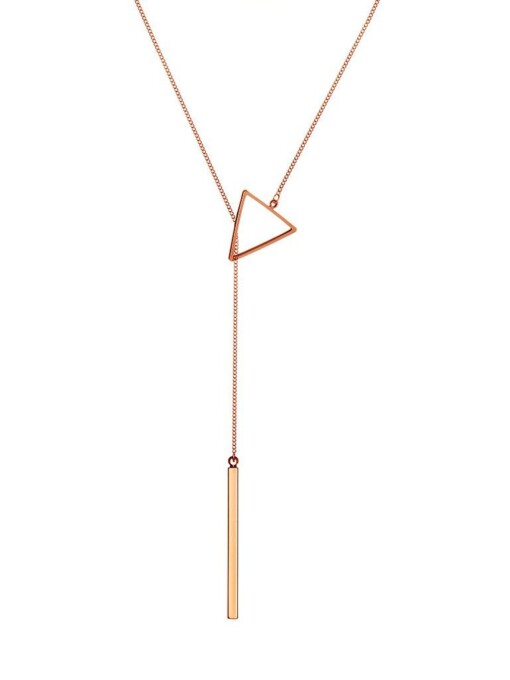 Rosé Gold Plated Necklace Triangle and Rod 72cm