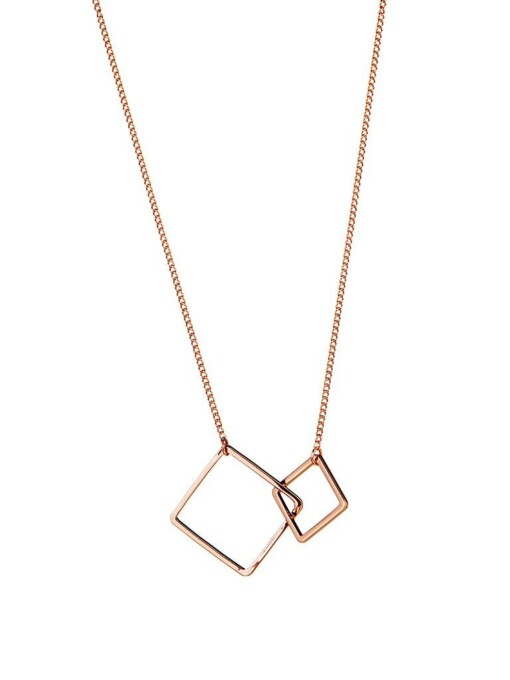 Rosé Gold Plated Necklace With Double Square