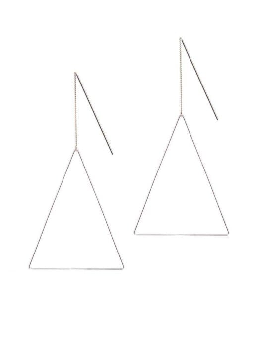 Silver Hanging Earring With Big Triangle
