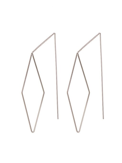 Silver Hanging Earring With Long Rhombus