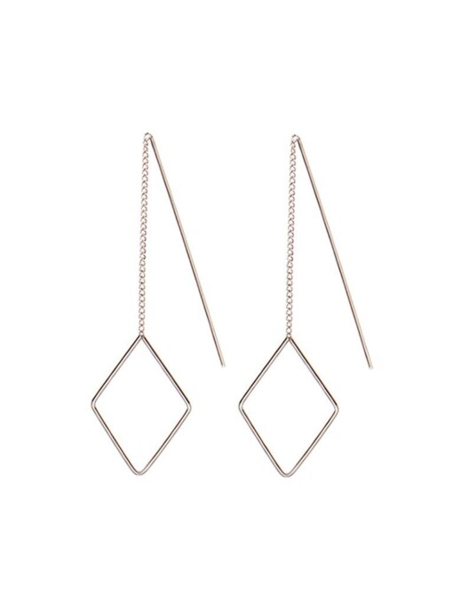 Silver Hanging Earring With Small Rhombus