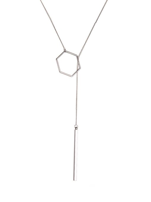 Silver Necklace Hexagon and Rod