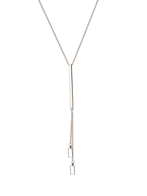 Silver Necklace One Long Rod Two Small Rods