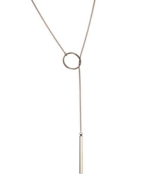 Silver Plated Necklace Circle and Rod