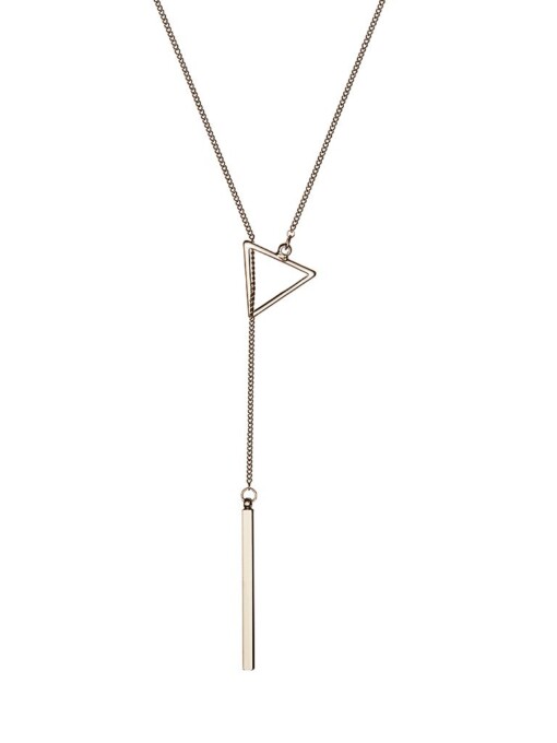 Silver Plated Necklace Triangle and Rod