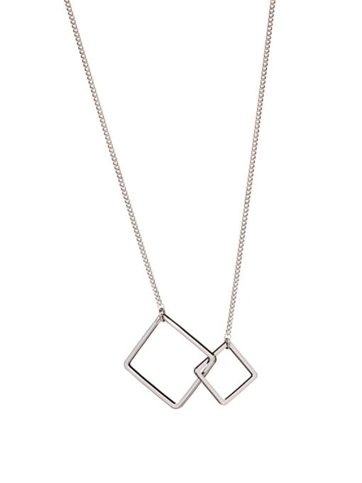 Silver Plated Necklace With Double Square