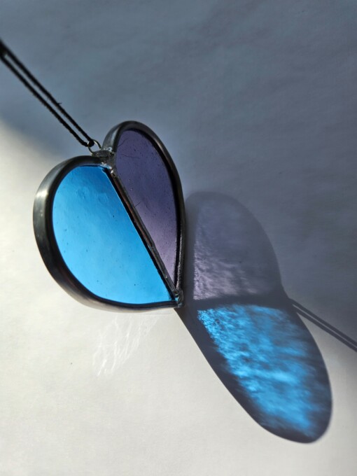 Glas in lood Suncatcher hartje lila/blauw