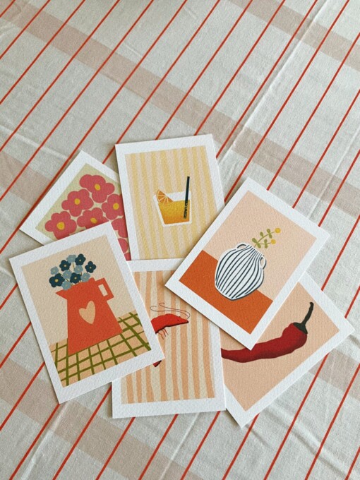 Zomers drankje kunstkaart – moderne cocktail illustratie voor keuken | A6 print 10x15 cm