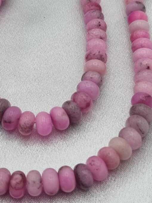 Handgemaakte sieraden set natuursteen - roze/grijs