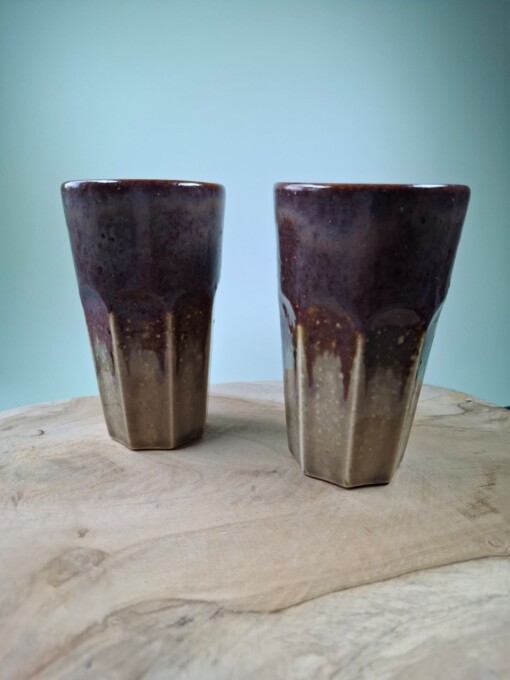 2 keramiek koffiebekers Merlot Large