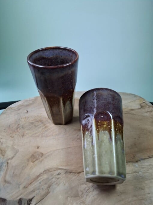 2 keramiek koffiebekers Merlot Large