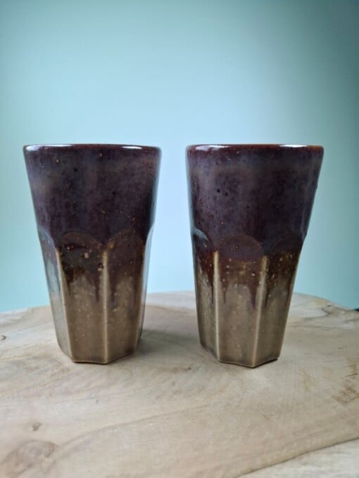 2 keramiek koffiebekers Merlot Large