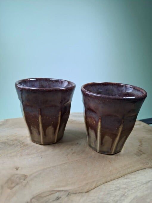 2 keramiek koffiebekers Merlot Small