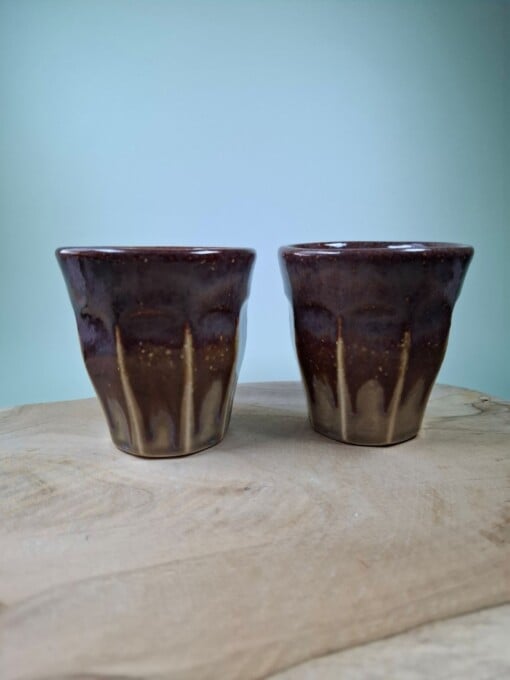 2 keramiek koffiebekers Merlot Small