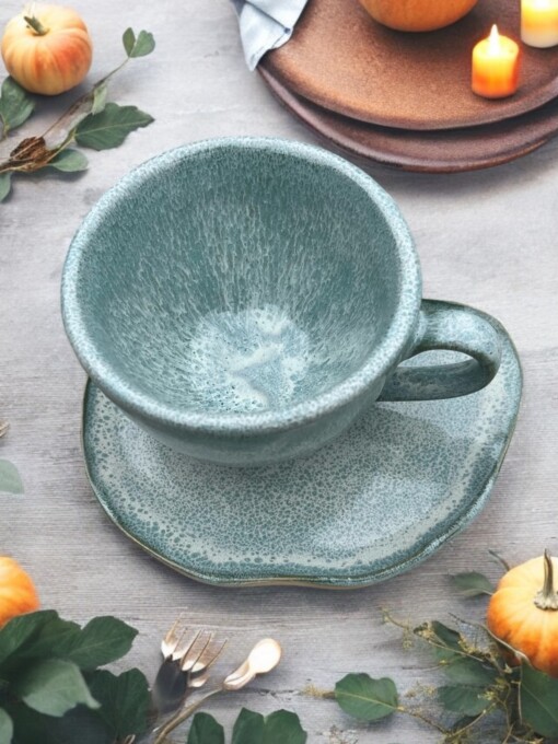 Cappuccinokop & Schotel – Handgemaakt Keramiek