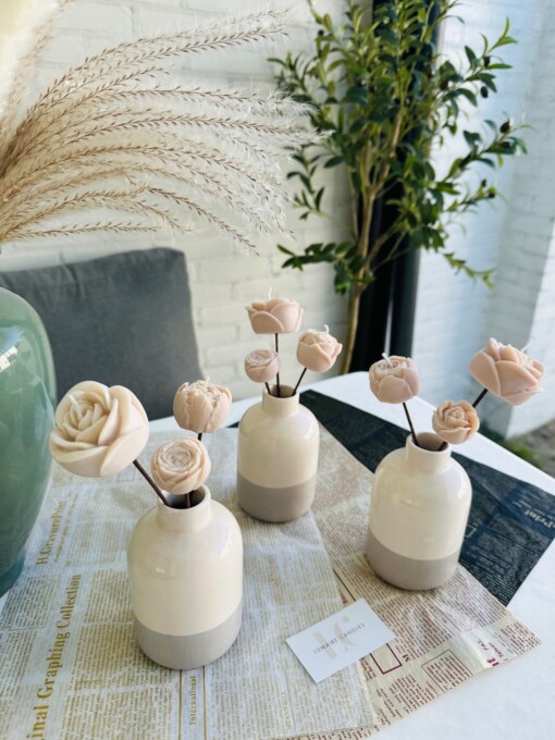 Serenity Bloom – Decorative Candle Arrangement