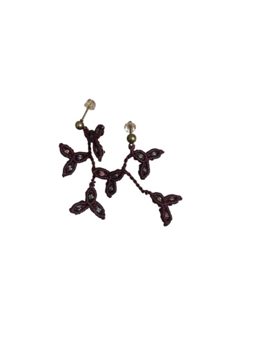 Set: choker met agaat en bijpassende oorbellen – auberginepaars met multicolor accent