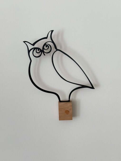 Uil, wandobject, hout, gemakkelijk te bevestigen