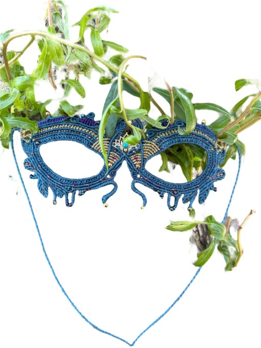 Uniek masker Pauw - petrolblauw